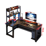 Home L-shaped Gaming Desk with Storage Rack