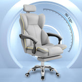 Gray Gaming Chair with Footrest