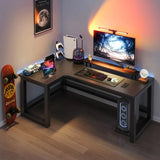 Home L-shaped Gaming Desk with Storage Rack