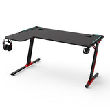 L-shaped Gaming Table with Water Cup Holder and Headphone Hook