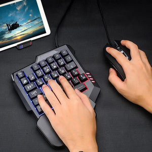 One-Handed Gaming Keyboard with Palm Rest