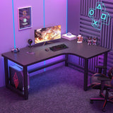 Home L-shaped Gaming Desk with Storage Rack