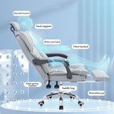 Gray Gaming Chair with Footrest